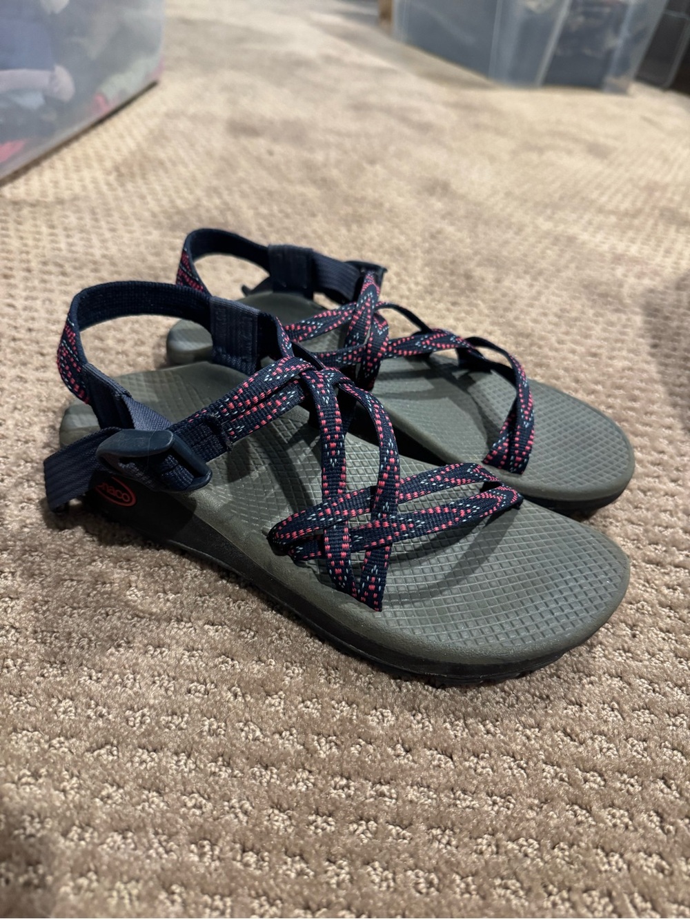 Chaco Women's Navy Blue and Pink Strappy Sandals